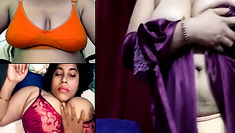 Dickbusige Indische Ehefrau In Saree Mit Harten Nippeln