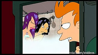 Leela, Cartoon Og Shower Threesome I Futurama Hentai